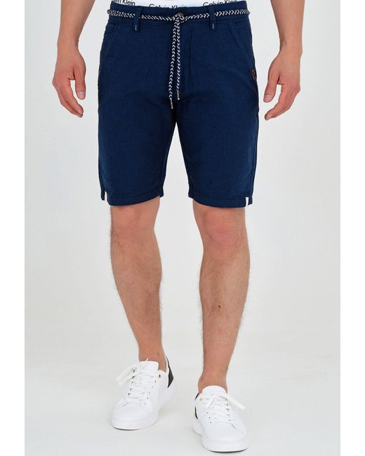 INDICODE Chinoshorts Sant Cugat mit abnehmbaren, gemustertem Gürtel in Blue für Herren