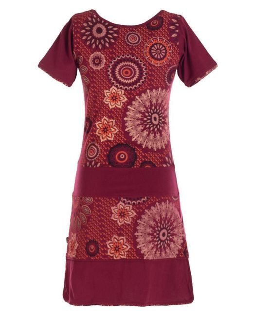 Vishes Red Sommerkleid Kurzarm Sommer- Mini- Tunika-Kleid T-Shirtkleid Guru, Hippie, Ethno Style