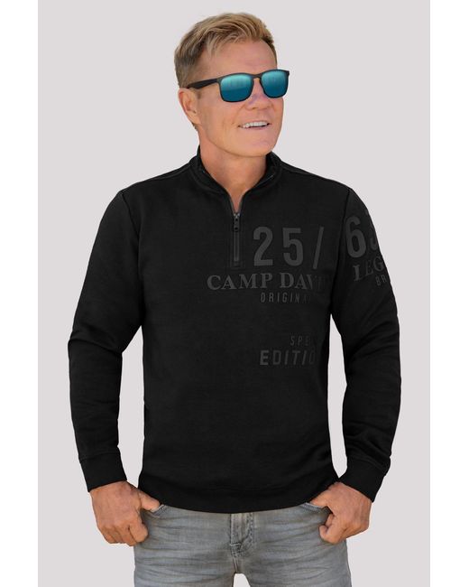 Camp David Sweater mit Zipper am Stehkragen in Black für Herren