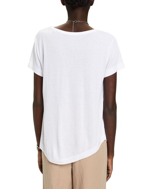 Esprit T-Shirt Viskose-T-Shirt mit weitem in Weiß | Lyst DE