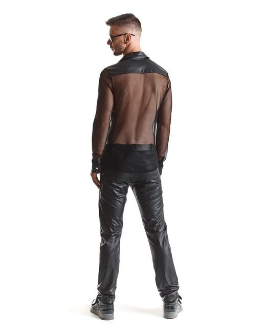 Regnes Fetish Planet Langarmhemd -Hemd in schwarz in Black für Herren