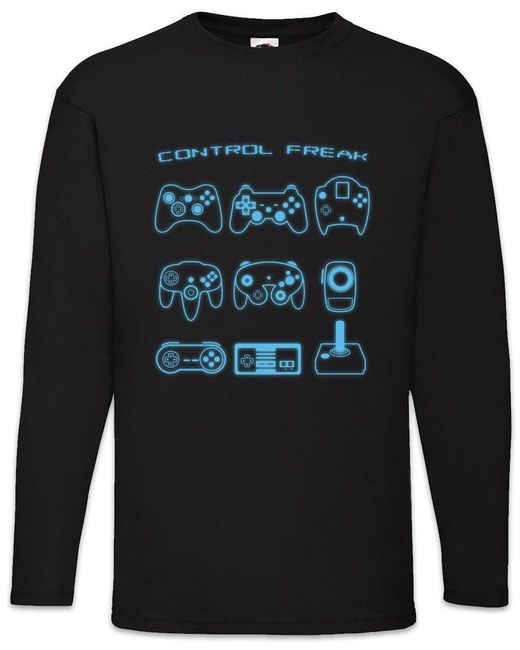 Urban Backwoods Langarmshirt Control I Langarm T-Shirt Retro Gamer Controller Video Game Joystick in Black für Herren