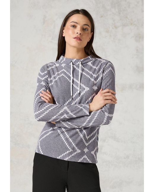 Cecil Gray Langarmshirt mit Tunnelzugband am Kragen