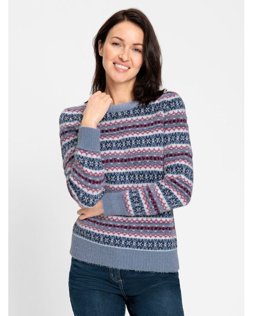 WITT Blue Strickpullover Jacquardpullover