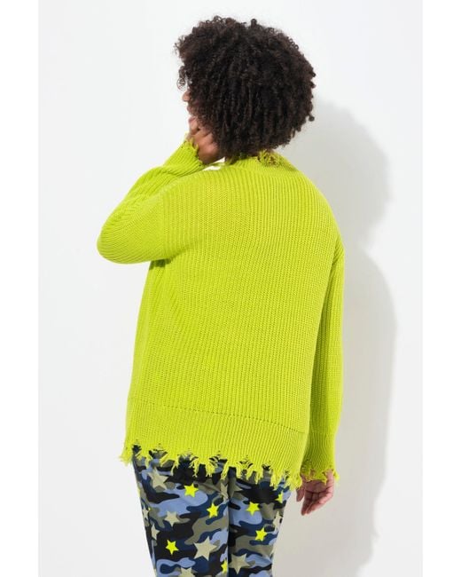Angel of Style Yellow Strickpullover Pullover oversized Fransen Langarm