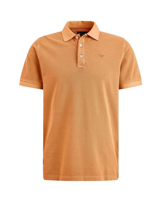 PME LEGEND T-Shirt Short sleeve polo Pique garment dy in Orange für Herren