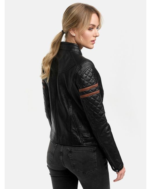 Tazzio Black Lederjacke F513 außergewöhnliches Design & mit Biker-Details