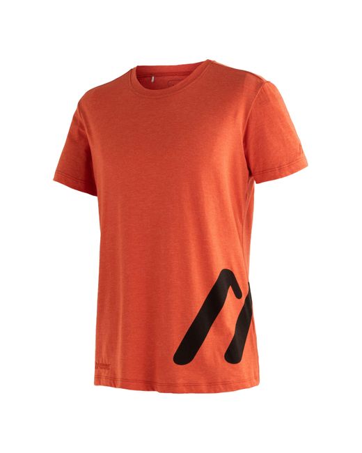 Maier Sports T-Shirt Logo Tee M Kurzarmshirt mit Print für Wandern und Freizeit in Orange für Herren