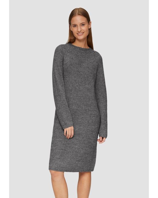 S.oliver Gray Minikleid Strickkleid mit Raglanärmeln