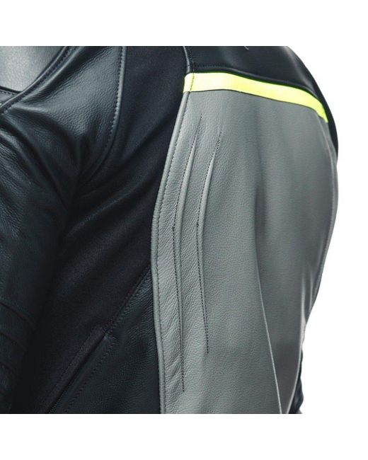 DAINESE Motorradjacke Racing 4 Motorrad Lederjacke Atmungsaktiv protektoren reflektierende robust in Black für Herren
