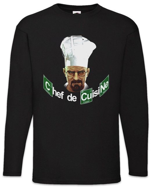 Urban Backwoods Langarmshirt Black Chef De Cusine Langarm T-Shirt Walter Breaking White Ehrmantraut für Herren