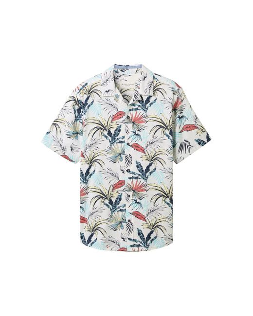 Tom Tailor Langarmhemd Kurzarmhemd mit Allover Print in White für Herren
