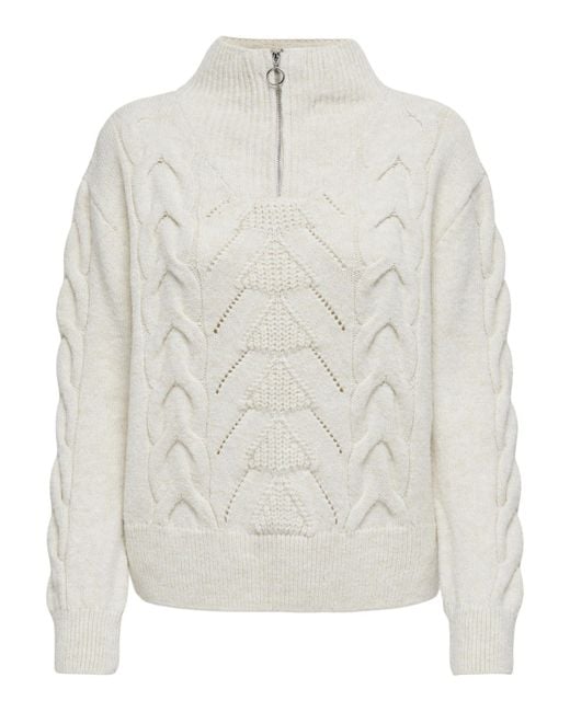 ONLY White Strickpullover LEISE (1-tlg) Lochmuster