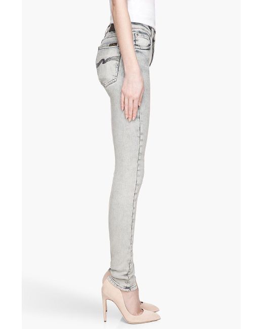Nudie Jeans Gray Nudie Skinny-fit-Jeans High Kai Black Bleach, Gr. W26 L32