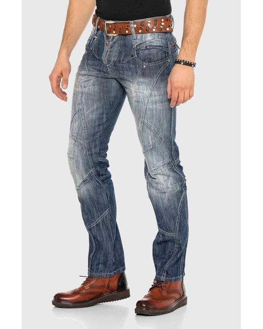 Cipo & Baxx 5-Pocket- Jeans im Used-Look in Blue für Herren