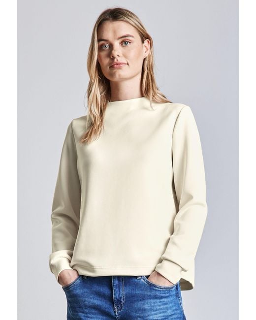 Street One Natural Langarmshirt aus softem Materialmix