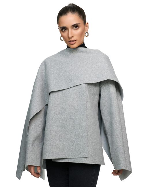 Worldclassca Gray Poncho Poncho Crop Jacke Elegant Umhang Oberteil Übergangsjacke Neue Kollektion