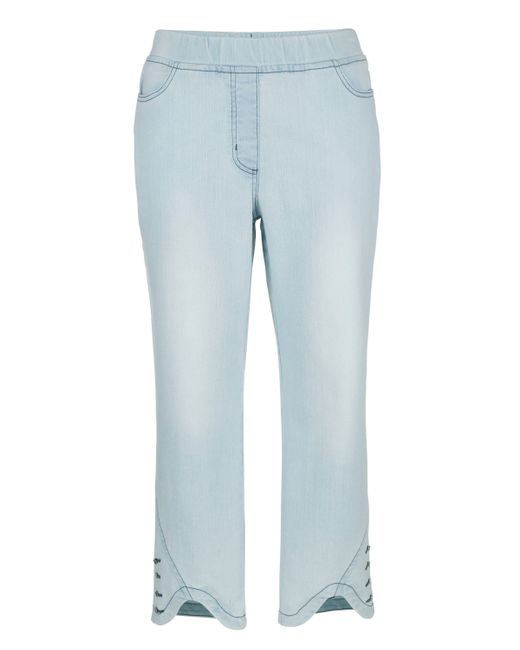 MIAMODA Blue Regular-- 3/4-Jeans Slim Fit Wellensaum 5-Pocket