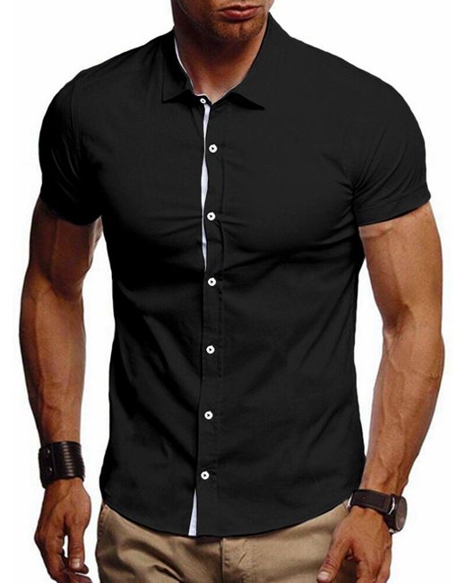 JMIERR Businesshemd Hemd Freizeithemd Business Formales Sommerhemd in Black für Herren