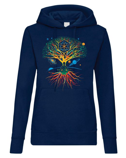 Youth Designz Blue Kapuzenpullover Hoodie Pullover "Bunter Baum" schöne Natur mit trendigem Frontprint