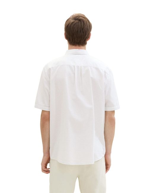 Tom Tailor Kurzarmshirt comfort structured shirt in White für Herren