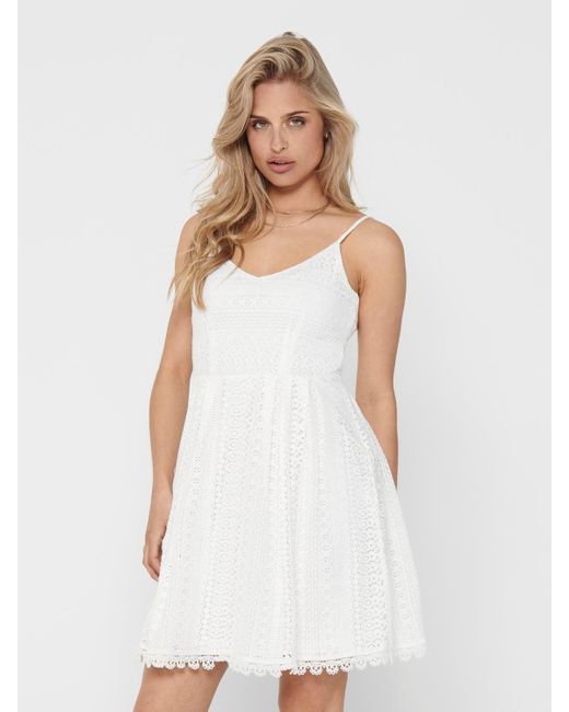 ONLY White Minikleid ONLHELENA LACE S/L SHORT DRESS NOOS