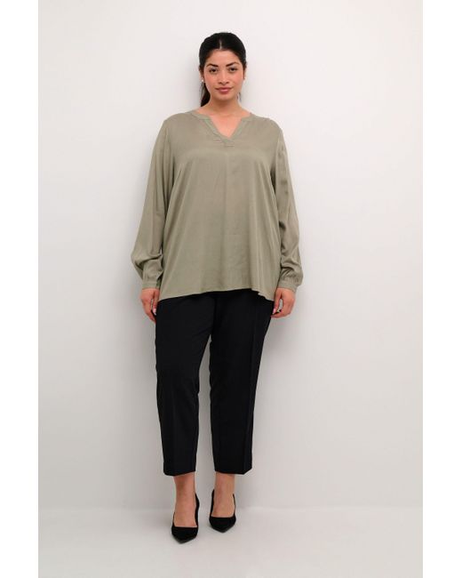 Kaffe Gray Langarmbluse Langarm-Bluse KCcalinde Große Größen