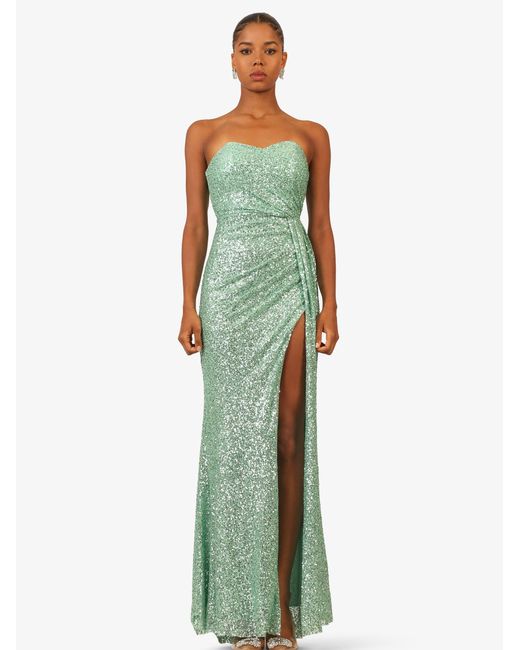 Kraimod Green Abendkleid mit Schnürung und Beinschlitz