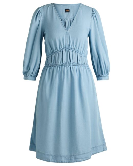 Boss Blue Blusenkleid C_Dezzan mit Metalllogo hinten