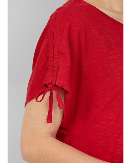 S.oliver Red Shirttop T-Shirt mit Flammgarnstruktur und Raffung