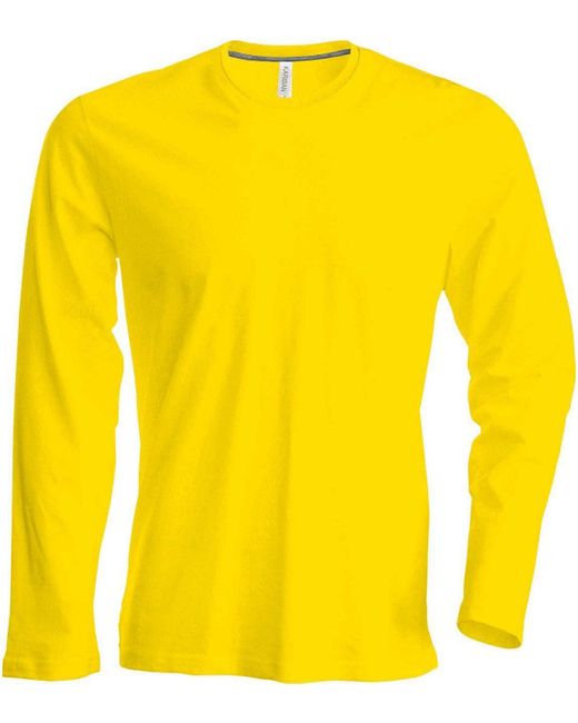 Kariban Rundhalsshirt Langarmshirt Longsleeve Long Sleeve T-Shirt Baumwolle in Yellow für Herren