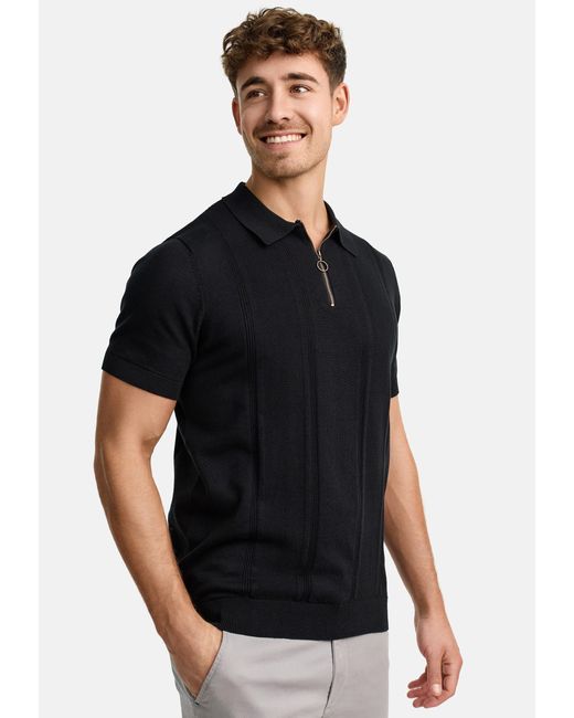 INDICODE INSago Kurzarm-Poloshirt mit Reißverschluss in Black für Herren