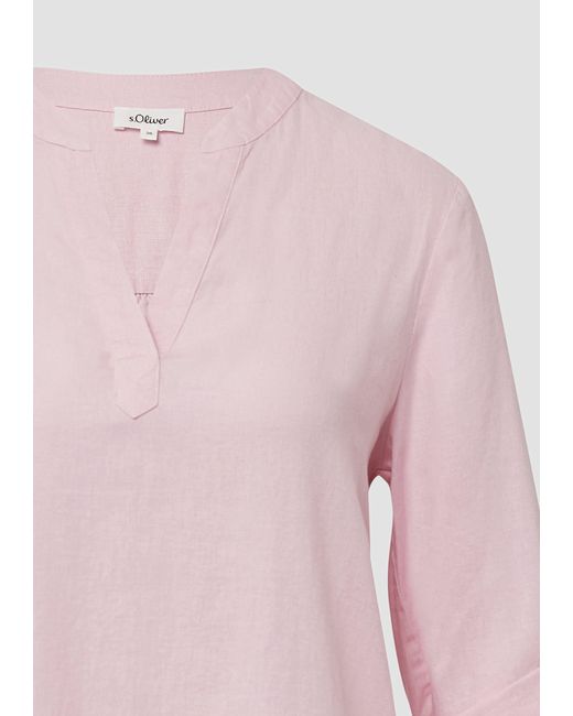 S.oliver Red Langarmbluse Leinenmix-Bluse mit Turn-up Raffung