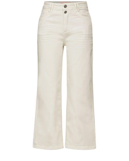 Street One White Regular-fit-Jeans Style Denim-Culotte,casualfit, soft ecru washed