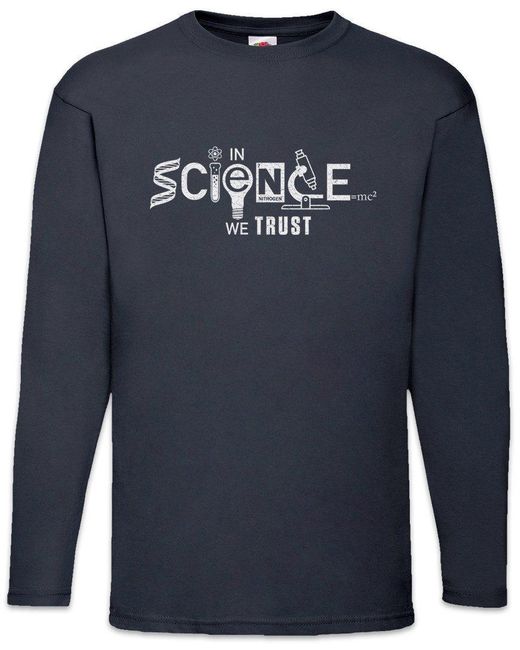 Urban Backwoods Langarmshirt In Science We Trust Langarm T-Shirt Lehrer Fun Professor Nerd Geek in Blue für Herren