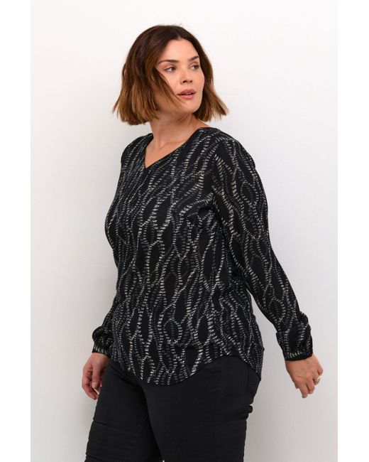Kaffe Black Langarmbluse Langarm-Bluse KCami Große Größen