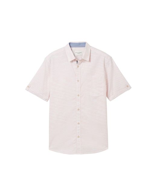 Tom Tailor Kurzarmshirt structured shirt in Pink für Herren