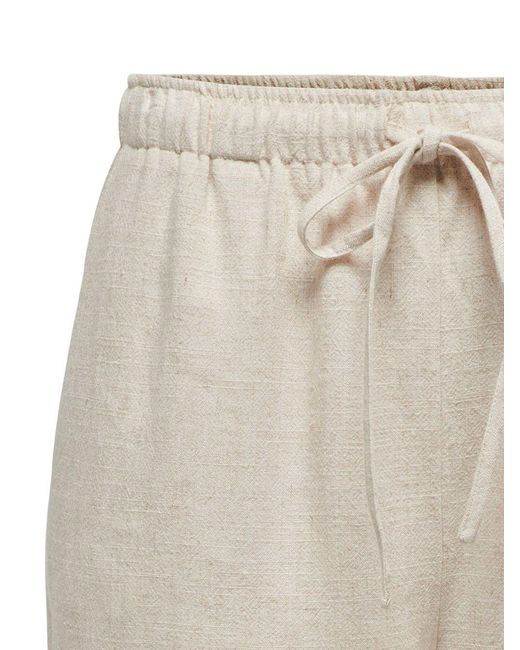 ONLY Natural Mit Bindeband in Leinenoptik ONLSIESTA MW PULL-UP LIN BL SHORTS NOOS