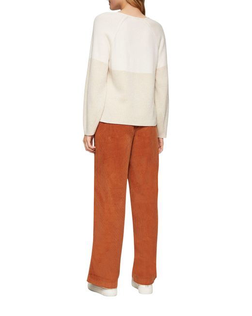 S.oliver White Relaxed Fit Strickpullover in Two-Tone-Optik