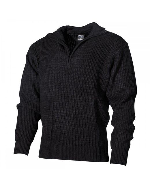MFH Isländer Pullover, Troyer, schwarz, mit Reißverschluß in Black für Herren