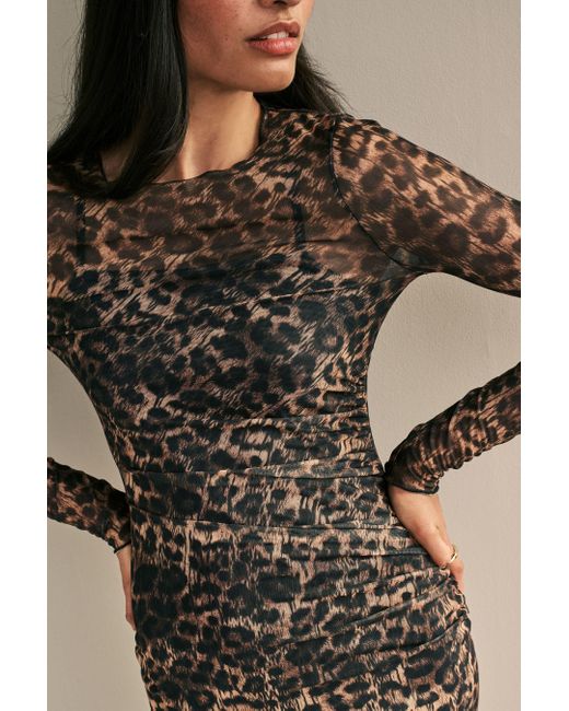 Myleene Klass Natural Tüllkleid Mesh-Kleid mit Animal-Print (1-tlg)