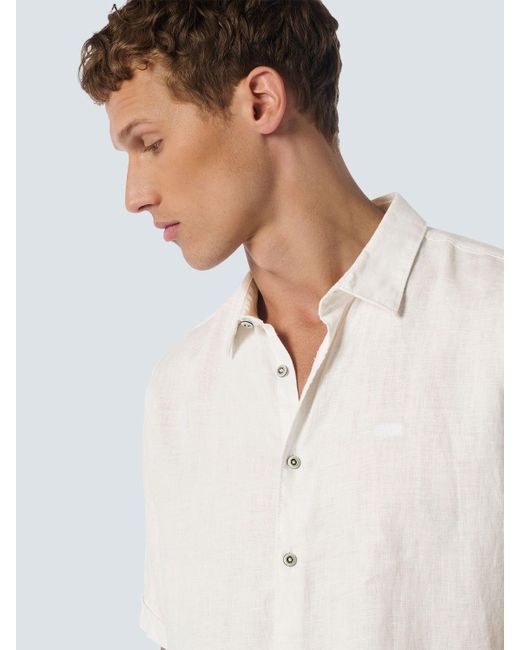 No Excess Freizeithemd - Leinenhemd - Hemd Kurzarm Leinen einfarbig in White für Herren