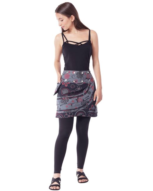 PUREWONDER Blue Wickelrock Rock mit Tasche und Schnürung sk182 Baumwolle Einheitsgröße