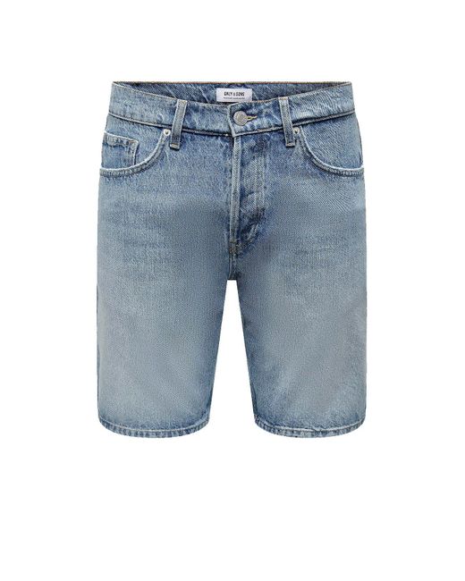 Only & Sons Jeansshorts Shorts Denim Midi Bermuda Mid Waist Pants 7560 in Hellblau in Blue für Herren