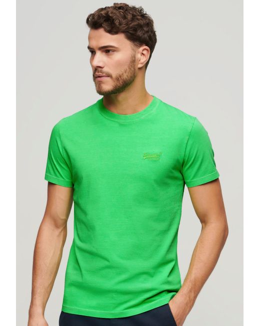 Superdry Rundhalsshirt ESSENTIAL LOGO EMB NEON TEE in Green für Herren