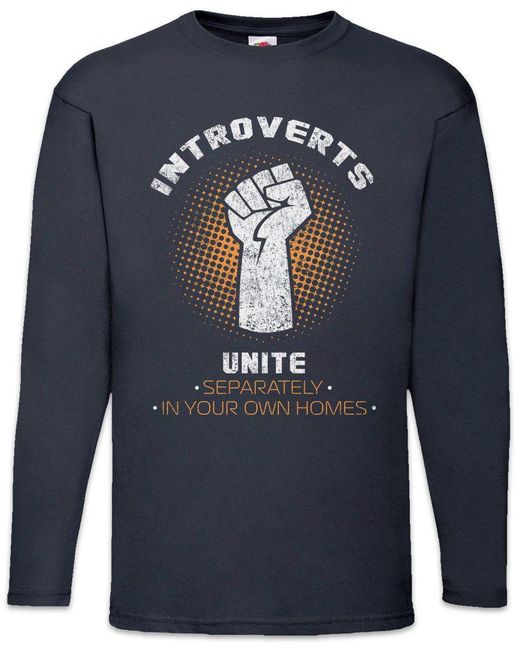 Urban Backwoods Langarmshirt Introverts Unite Langarm T-Shirt Geek Nerd Fun Informatiker Informatik in Blue für Herren