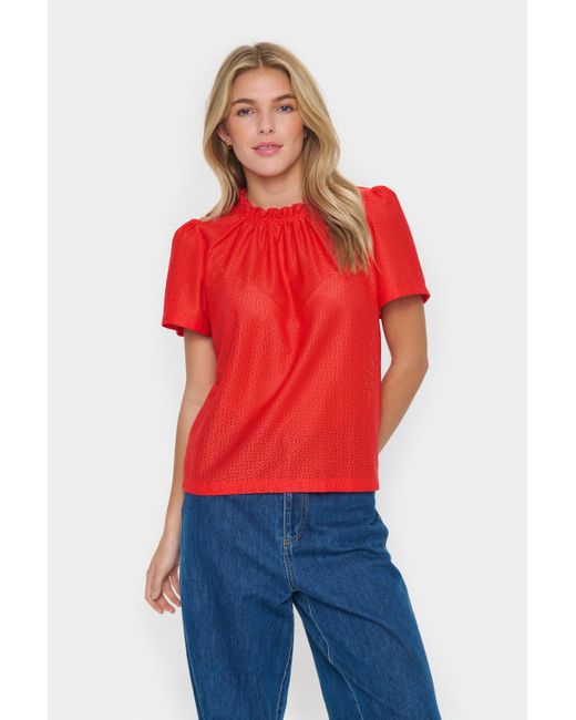 Saint Tropez Red Kurzarmbluse Kurzarm-Bluse JovitaSZ