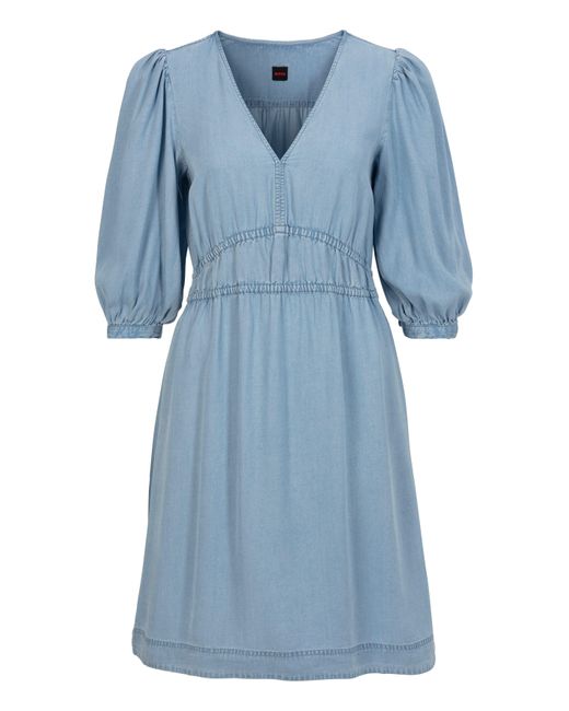 Boss Blue Blusenkleid C_Dezzan mit Metalllogo hinten