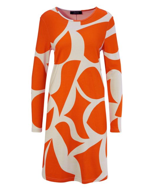 Aniston SELECTED Jerseykleid mit Allover-Muster in Orange | Lyst DE