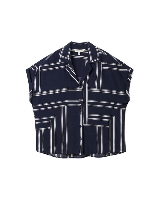 Tom Tailor Blue Blusenshirt printed resort blouse, navy geometric design